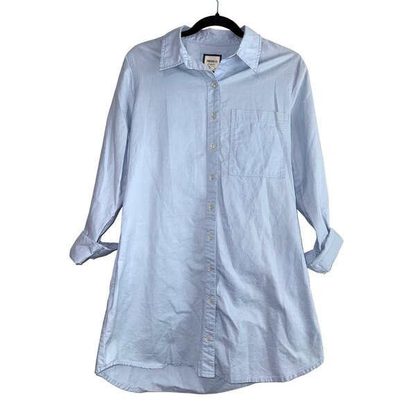 Forever 21 Light Blue Long Sleeve Button-Down Shirt Dress W/ Pocket L - Picture 1 of 10